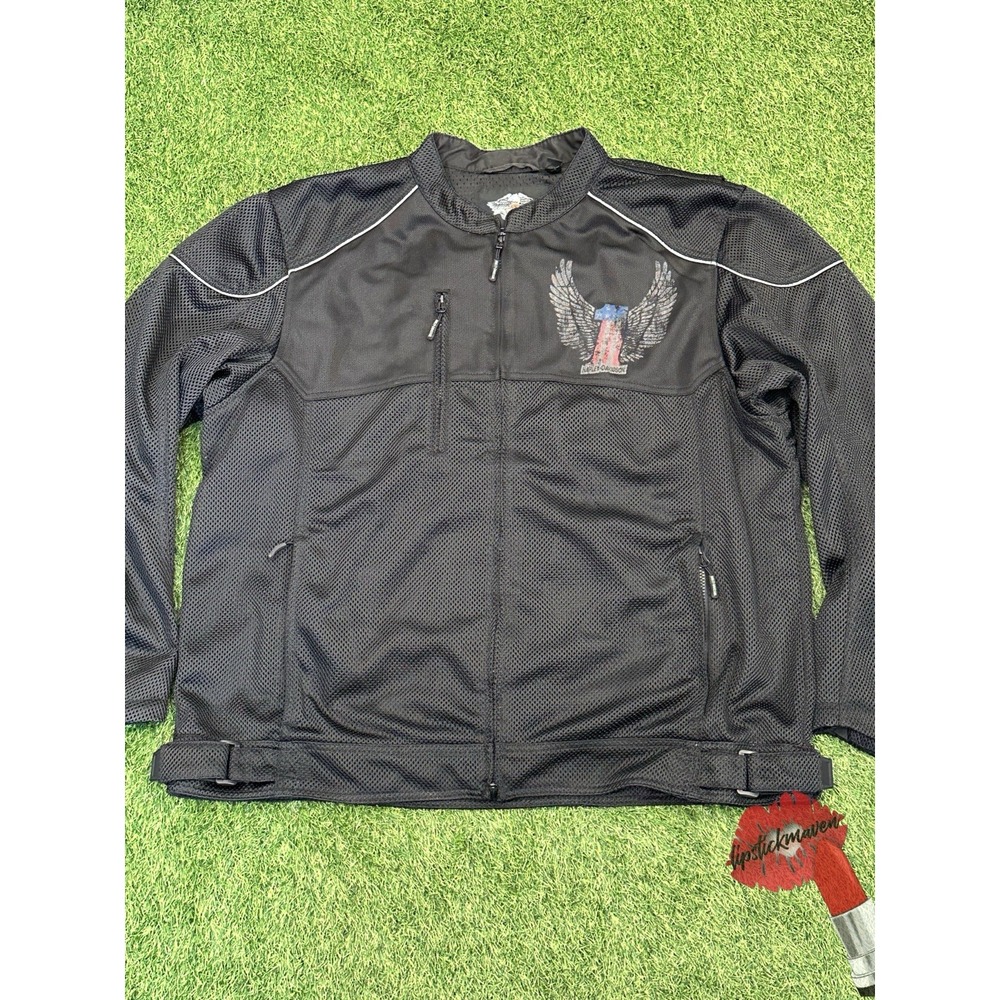 Harley Davidson Reflective Jacket Mens 3XL Exodus Americana Winged American Flag